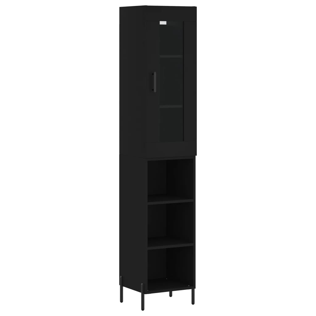 Tall cabinet, black, 34.5x34x180 cm, processed wood