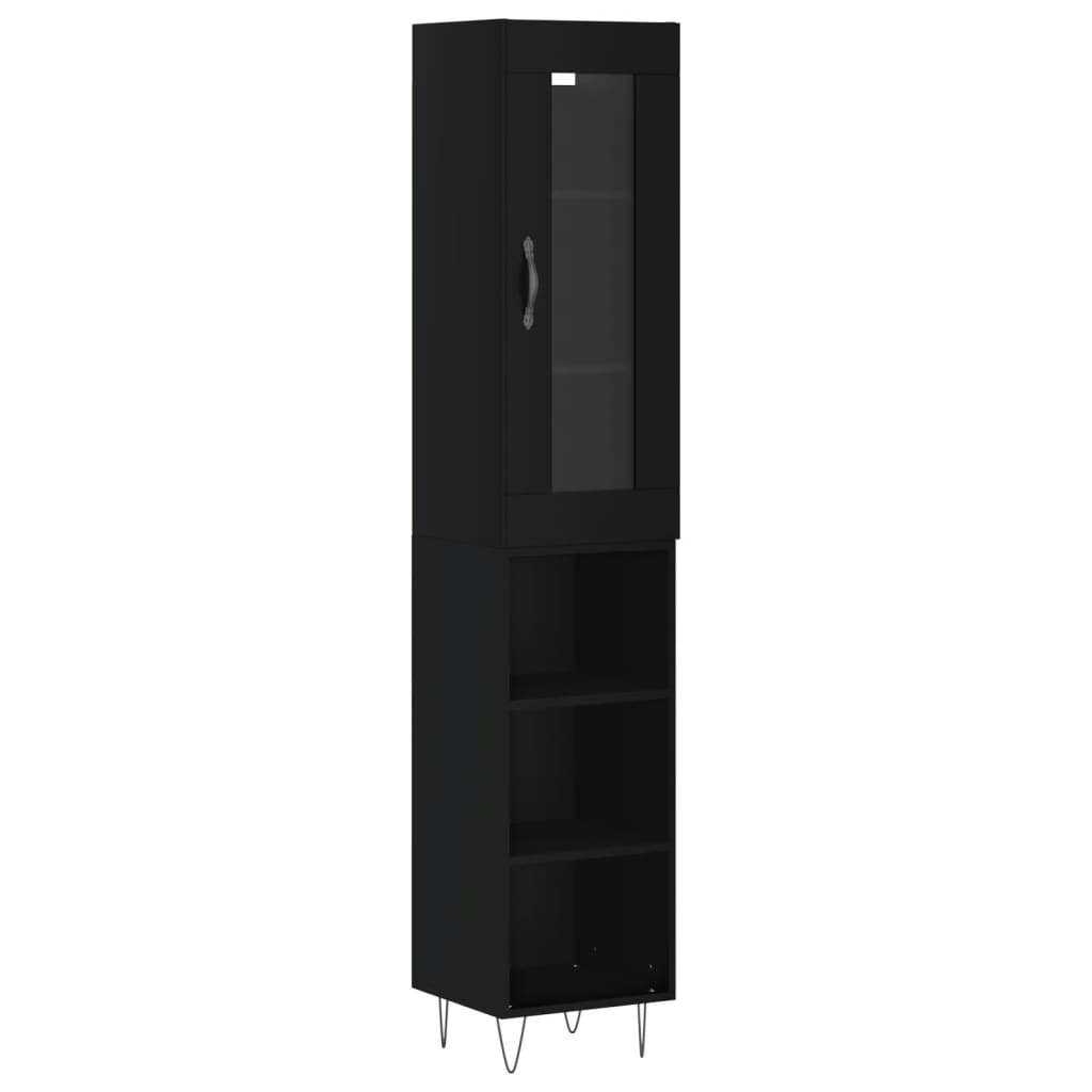 Tall cabinet, black, 34.5x34x180 cm, processed wood