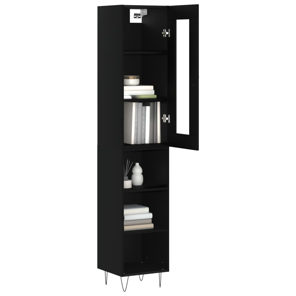 Tall cabinet, black, 34.5x34x180 cm, processed wood