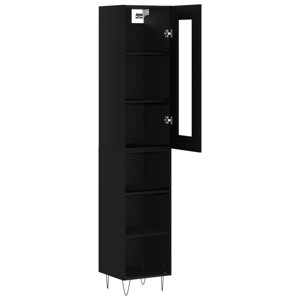 Tall cabinet, black, 34.5x34x180 cm, processed wood