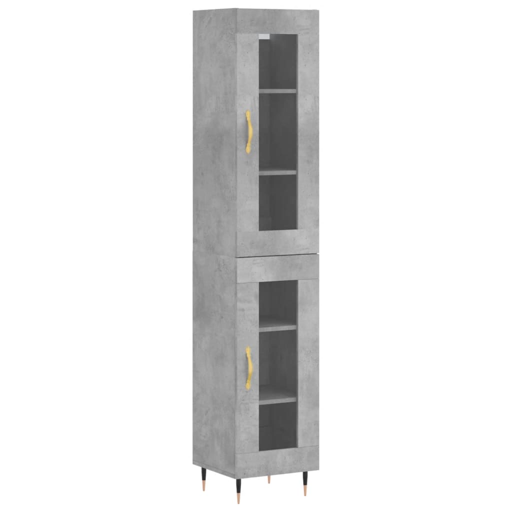 Tall cabinet, concrete grey, 34.5x34x180 cm, processed wood