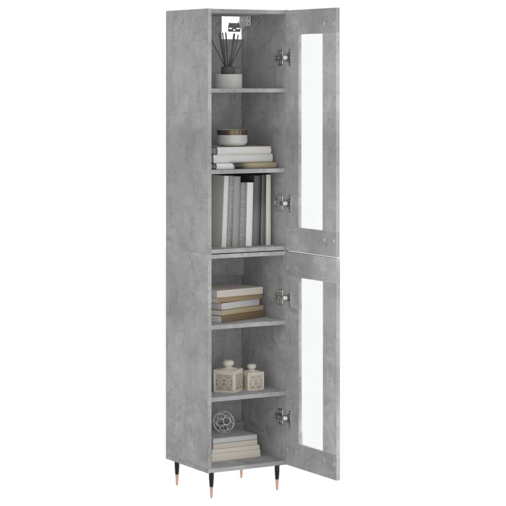 Tall cabinet, concrete grey, 34.5x34x180 cm, processed wood