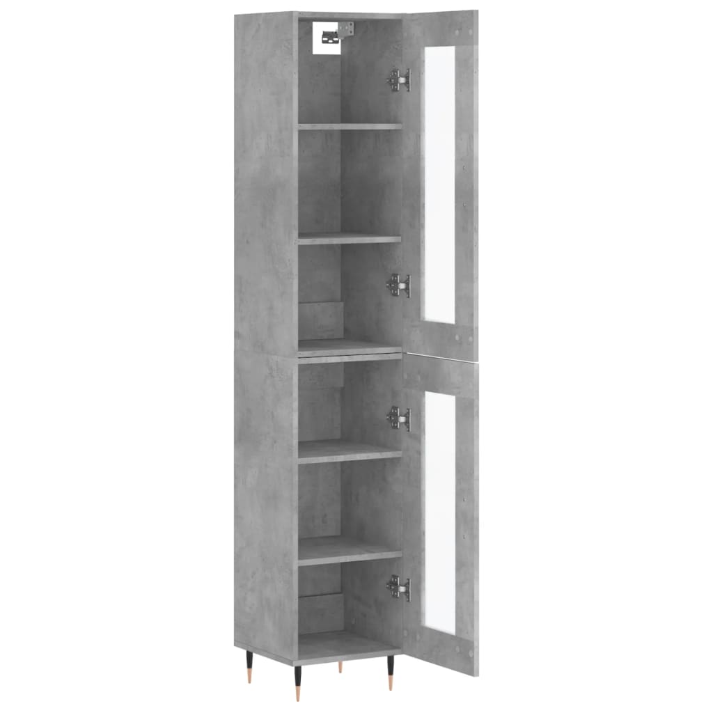 Tall cabinet, concrete grey, 34.5x34x180 cm, processed wood