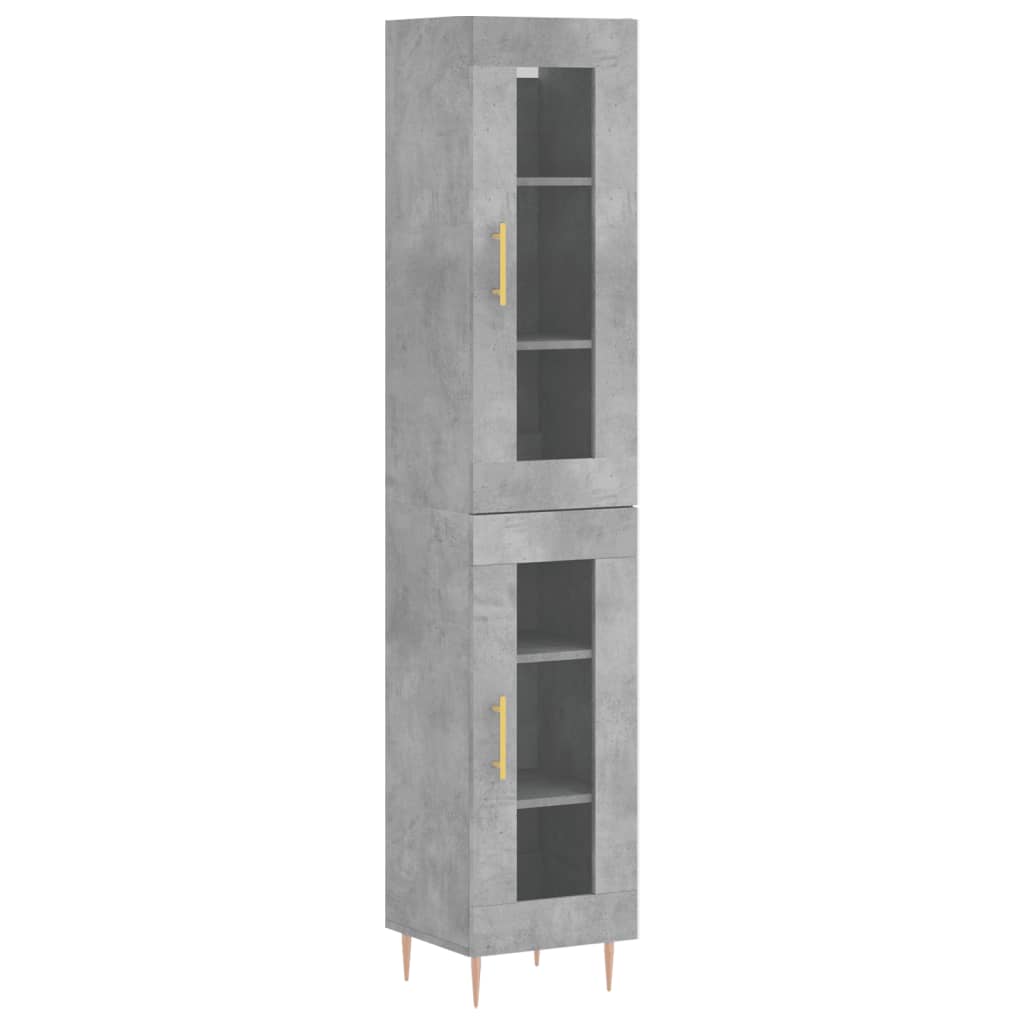 Tall cabinet, concrete grey, 34.5x34x180 cm, processed wood