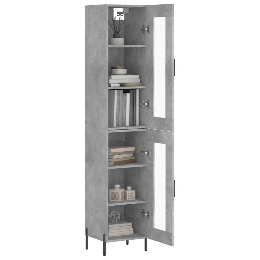 Tall cabinet, concrete grey, 34.5x34x180 cm, processed wood