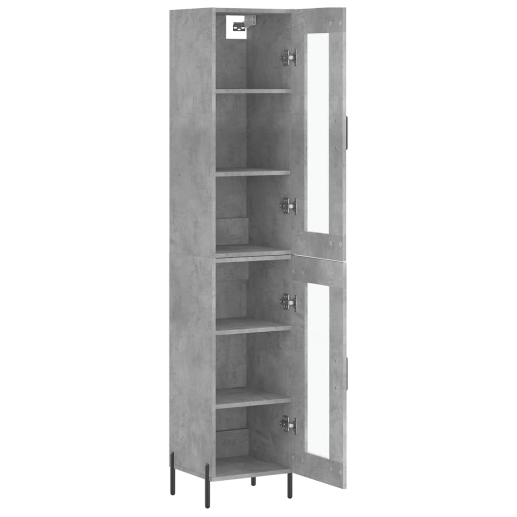 Tall cabinet, concrete grey, 34.5x34x180 cm, processed wood