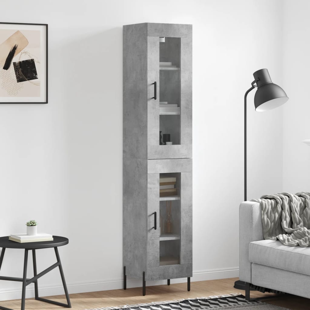 Tall cabinet, concrete grey, 34.5x34x180 cm, processed wood