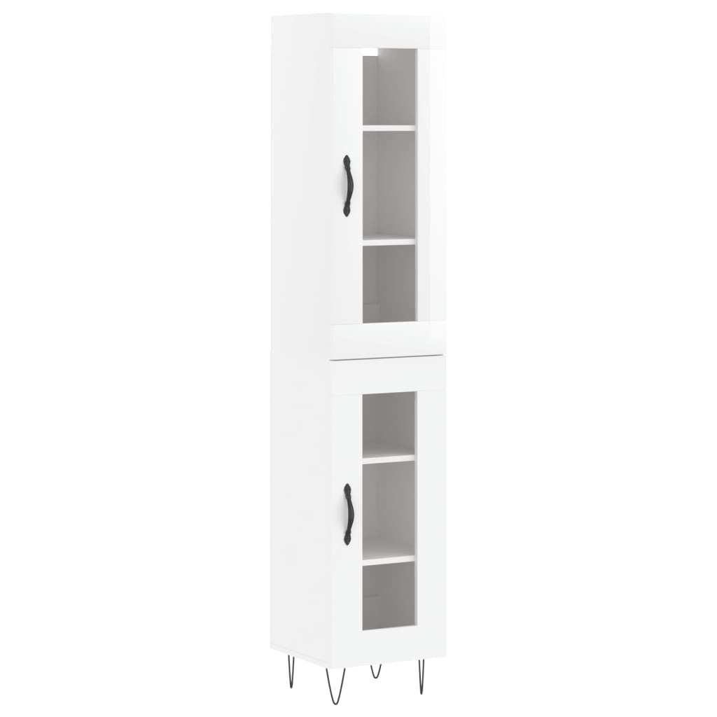 Tall cabinet, high-gloss white, 34.5x34x180 cm, engineered wood