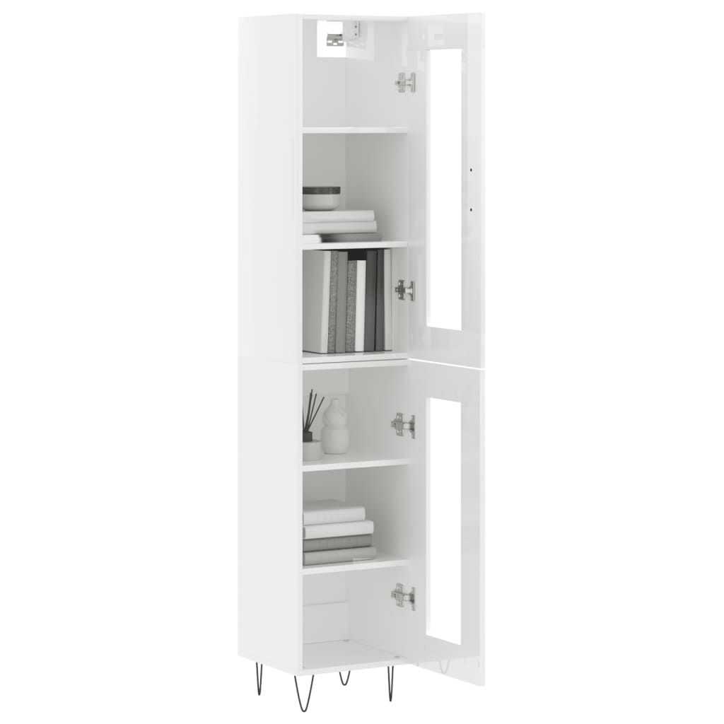 Tall cabinet, high-gloss white, 34.5x34x180 cm, engineered wood