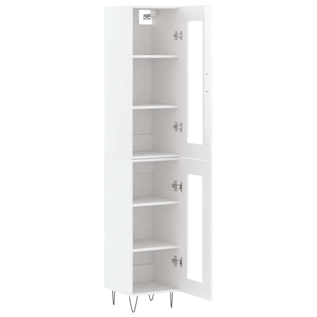 Tall cabinet, high-gloss white, 34.5x34x180 cm, engineered wood