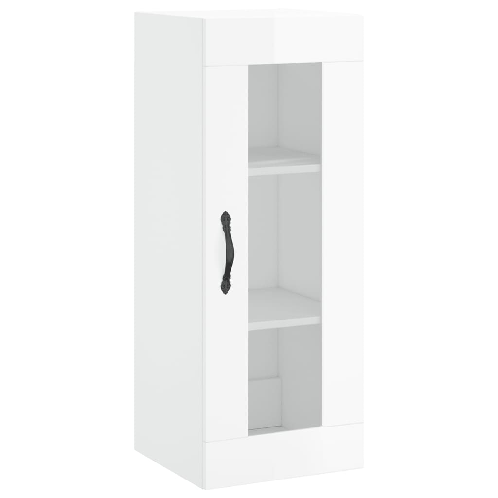 Tall cabinet, high-gloss white, 34.5x34x180 cm, engineered wood