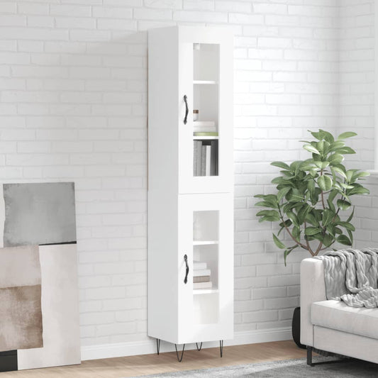 Tall cabinet, high-gloss white, 34.5x34x180 cm, engineered wood