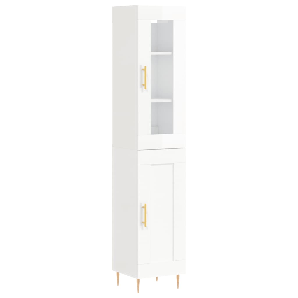 Tall cabinet, high-gloss white, 34.5x34x180 cm, engineered wood