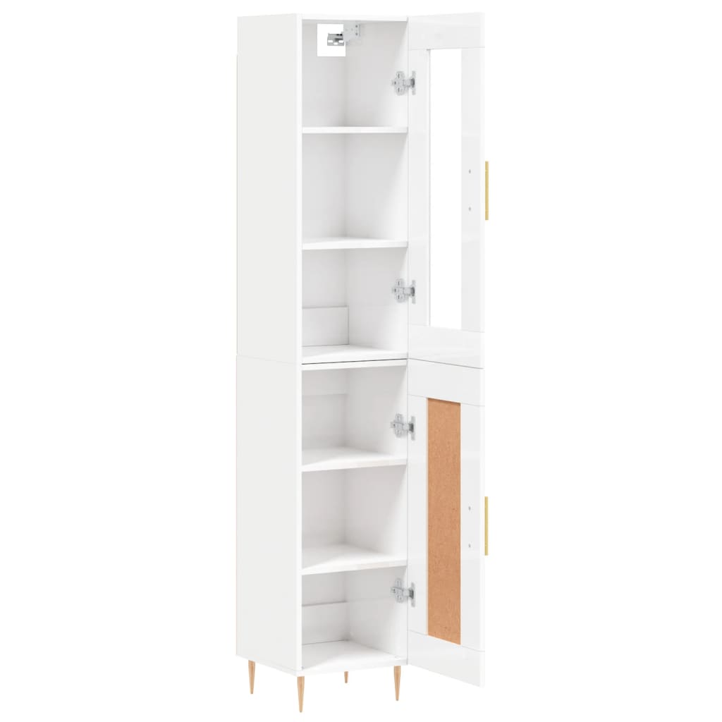 Tall cabinet, high-gloss white, 34.5x34x180 cm, engineered wood