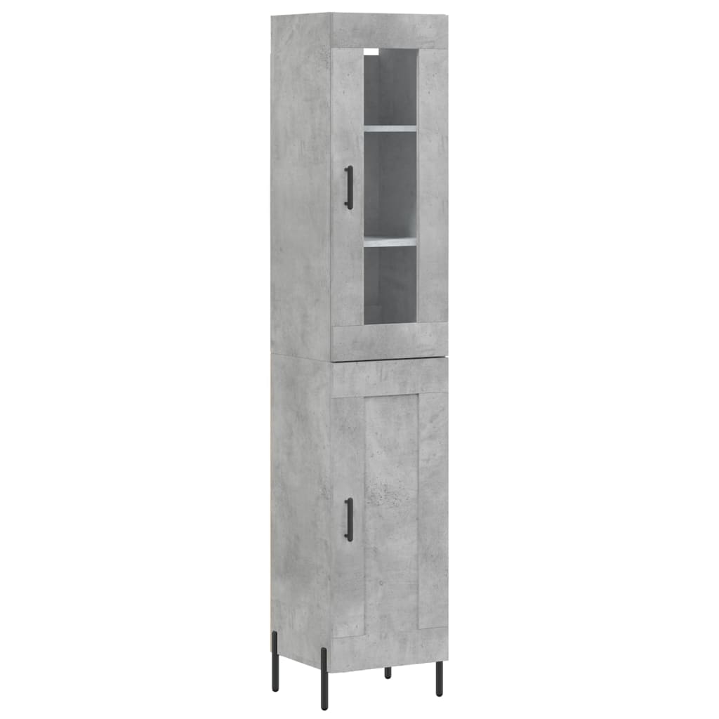 Tall cabinet, concrete grey, 34.5x34x180 cm, processed wood