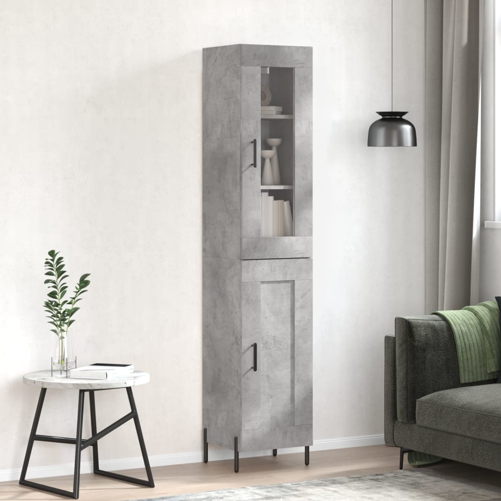 Tall cabinet, concrete grey, 34.5x34x180 cm, processed wood