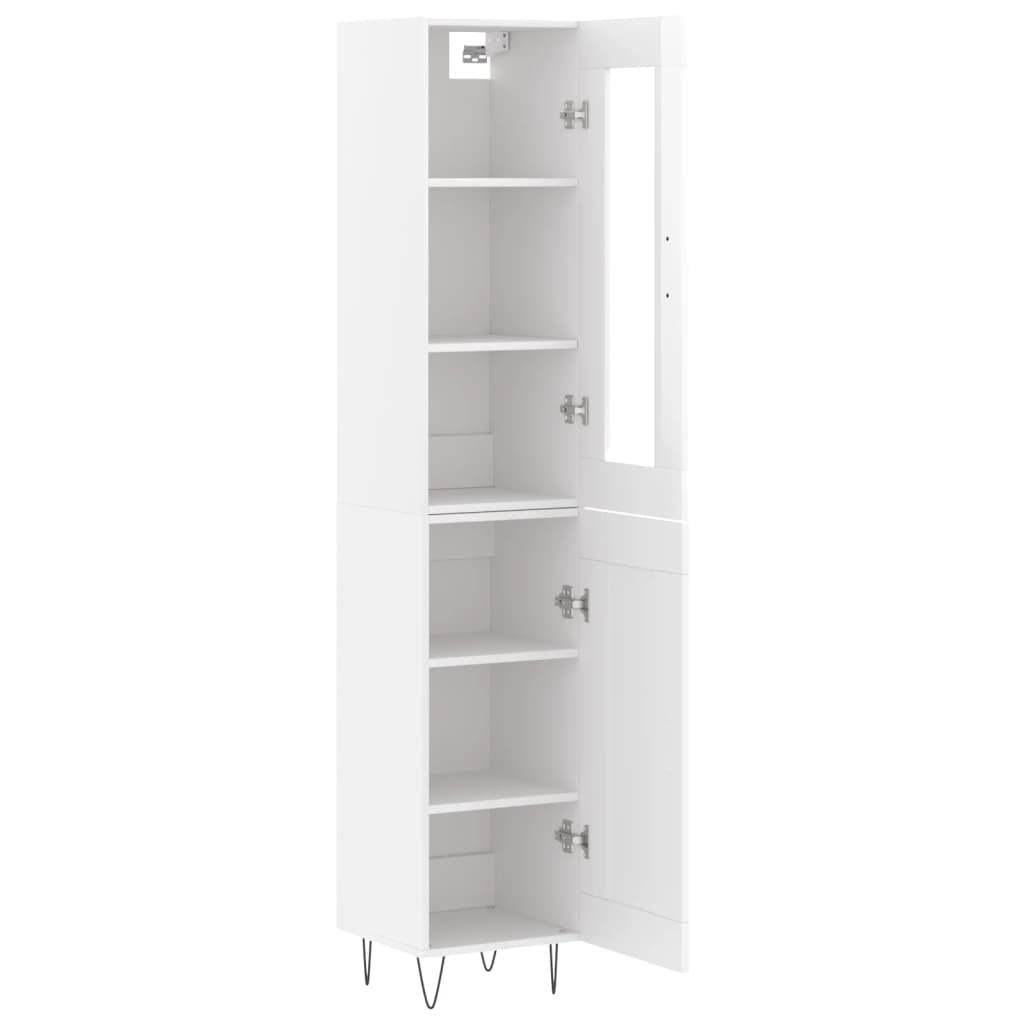 Tall cabinet, high-gloss white, 34.5x34x180 cm, engineered wood