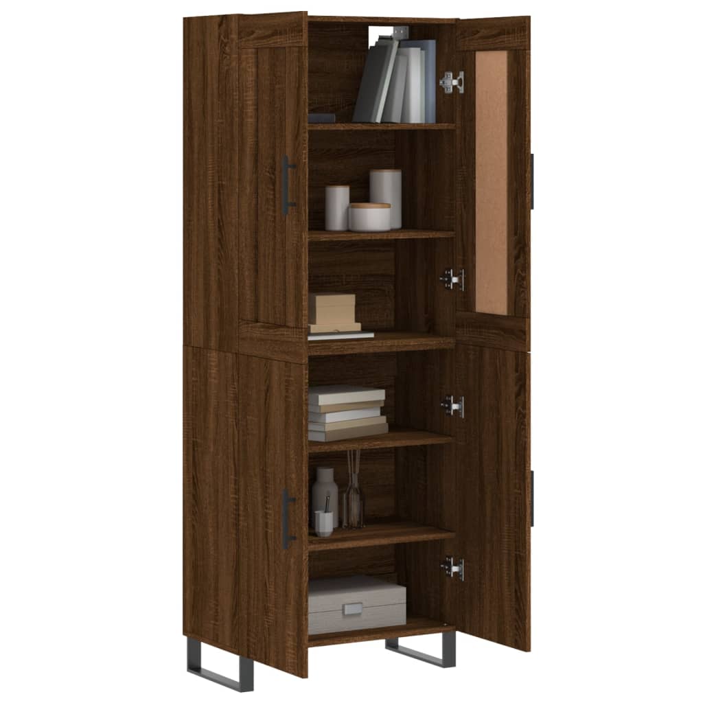 Tall cabinet, brown oak, 69.5x34x180 cm, composite wood