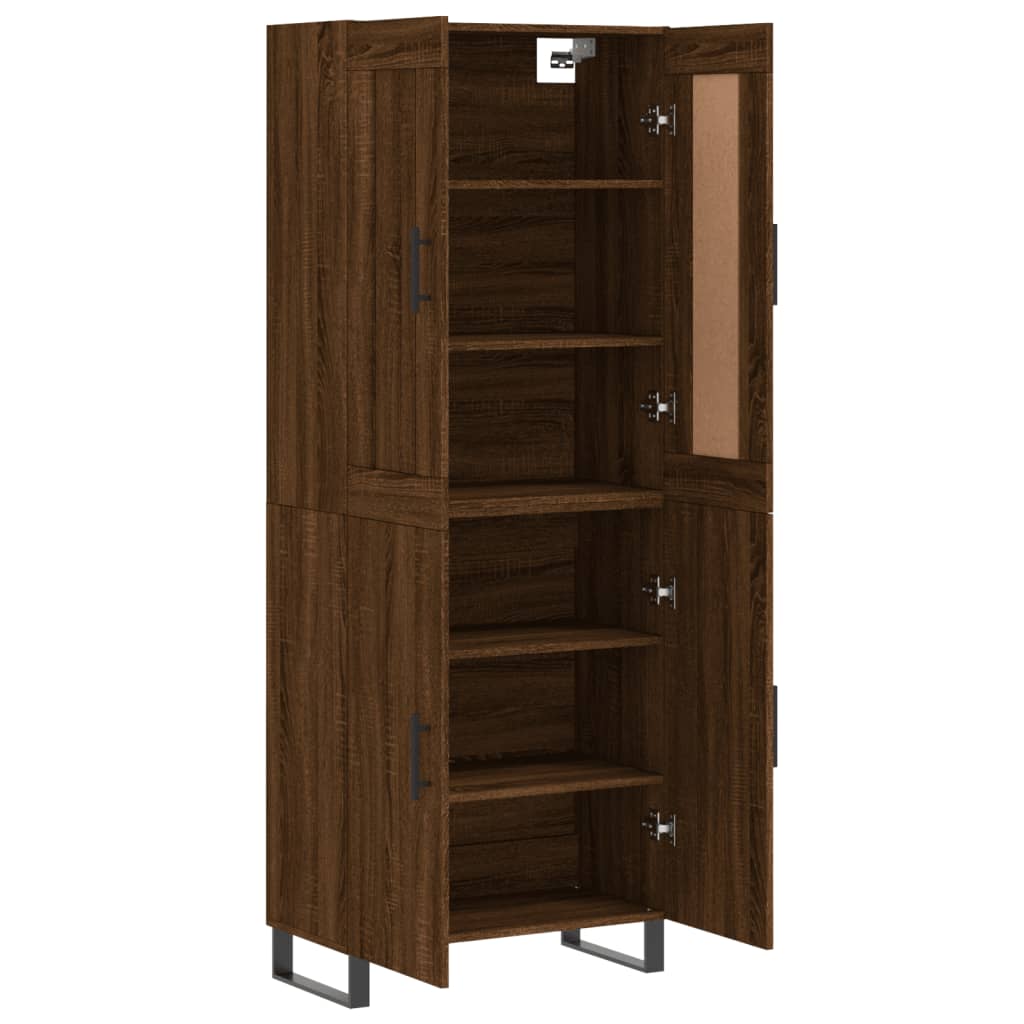 Tall cabinet, brown oak, 69.5x34x180 cm, composite wood