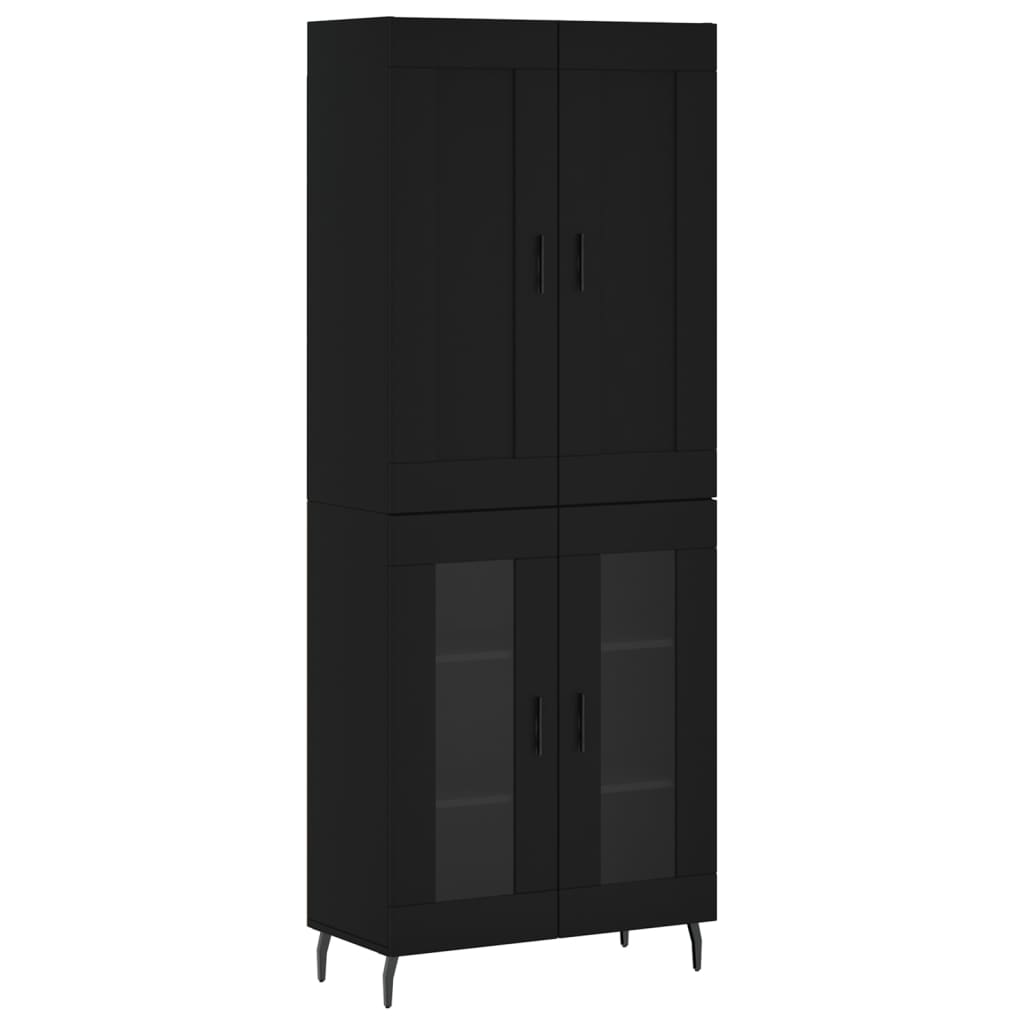 Tall cabinet, black, 69.5x34x180 cm, composite wood