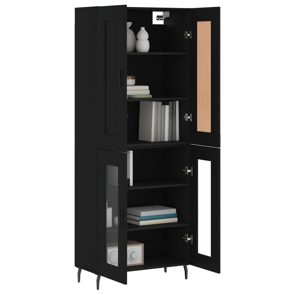 Tall cabinet, black, 69.5x34x180 cm, composite wood