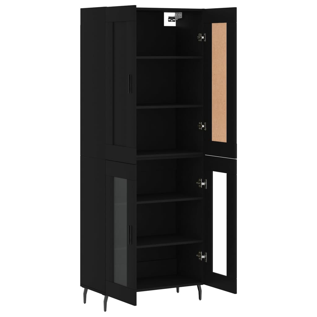 Tall cabinet, black, 69.5x34x180 cm, composite wood