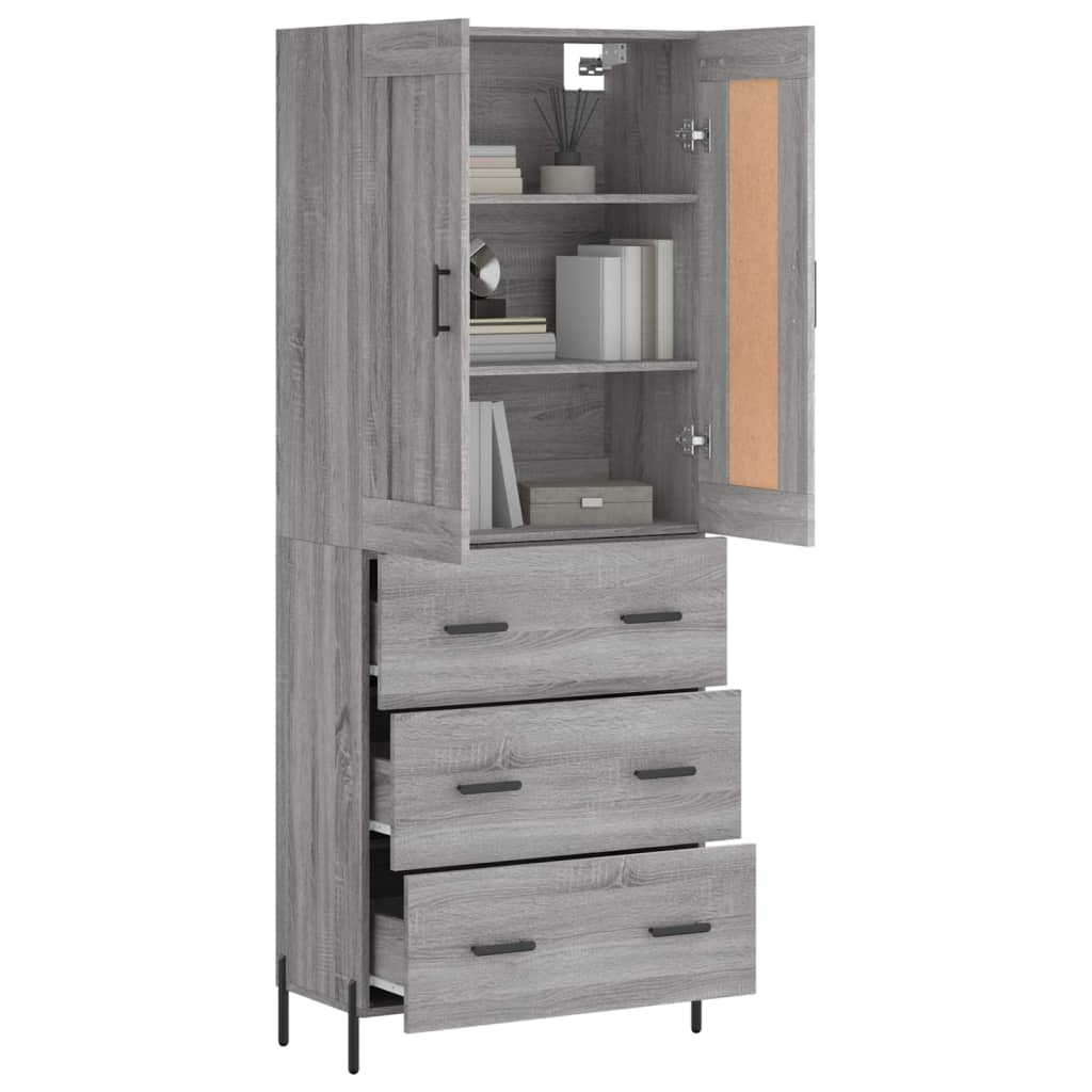 Tall cabinet, sonoma gray, 69.5x34x180 cm, composite wood