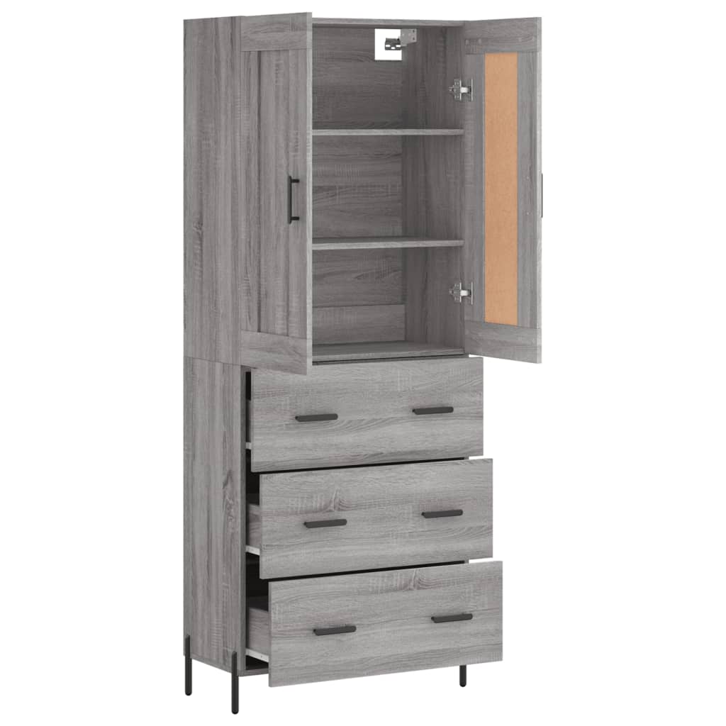 Tall cabinet, sonoma gray, 69.5x34x180 cm, composite wood