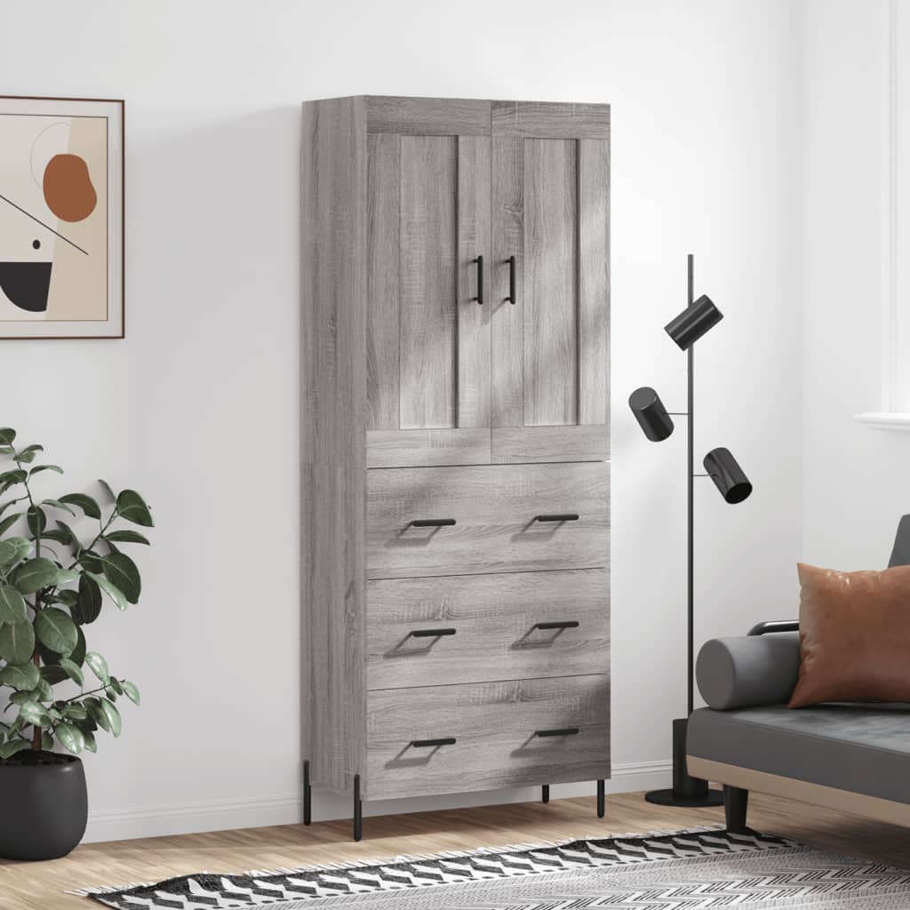 Tall cabinet, sonoma gray, 69.5x34x180 cm, composite wood