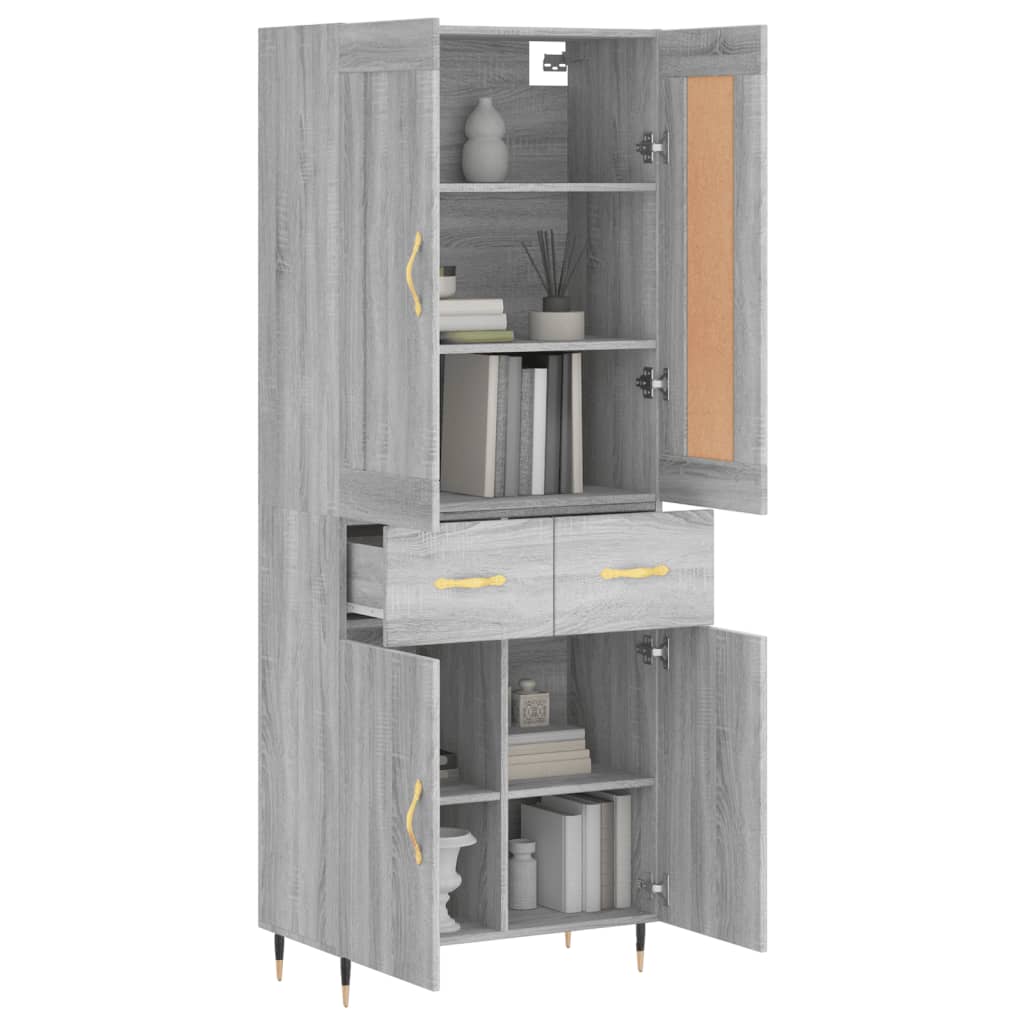 Tall cabinet, sonoma gray, 69.5x34x180 cm, composite wood