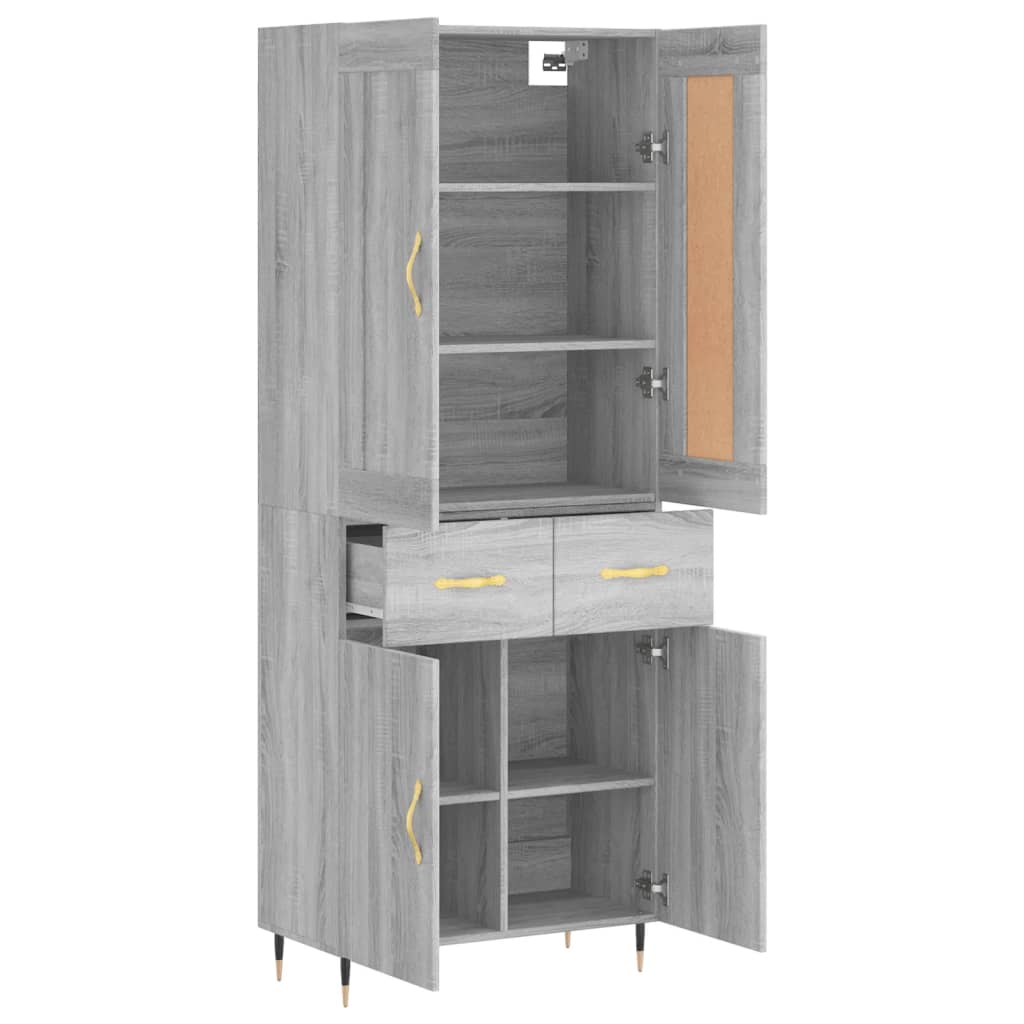 Tall cabinet, sonoma gray, 69.5x34x180 cm, composite wood