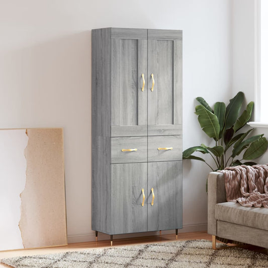 Tall cabinet, sonoma gray, 69.5x34x180 cm, composite wood