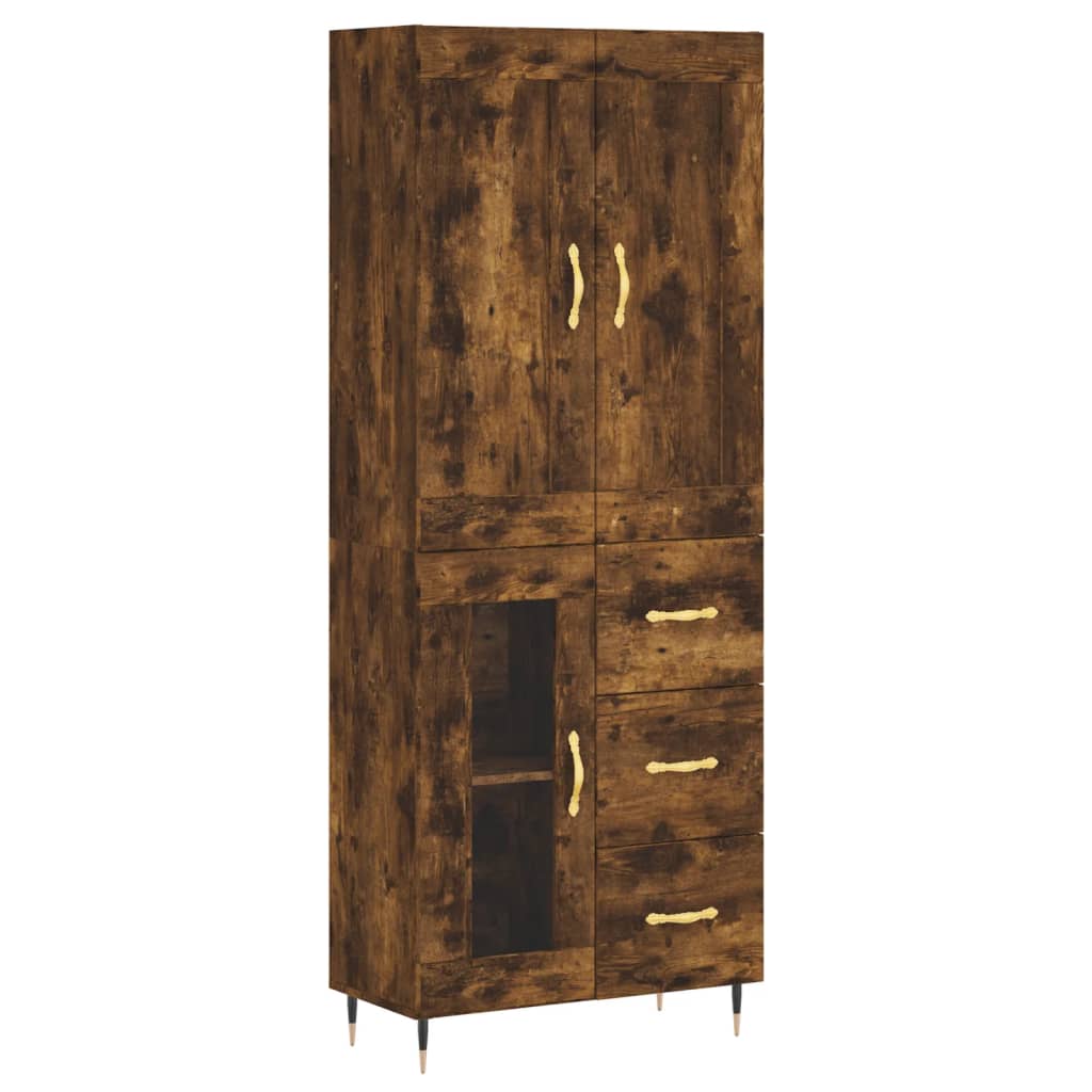 Tall cabinet, smoky oak, 69.5x34x180, composite wood