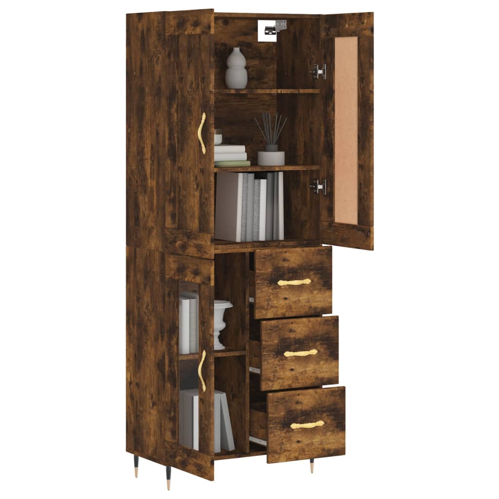 Tall cabinet, smoky oak, 69.5x34x180, composite wood