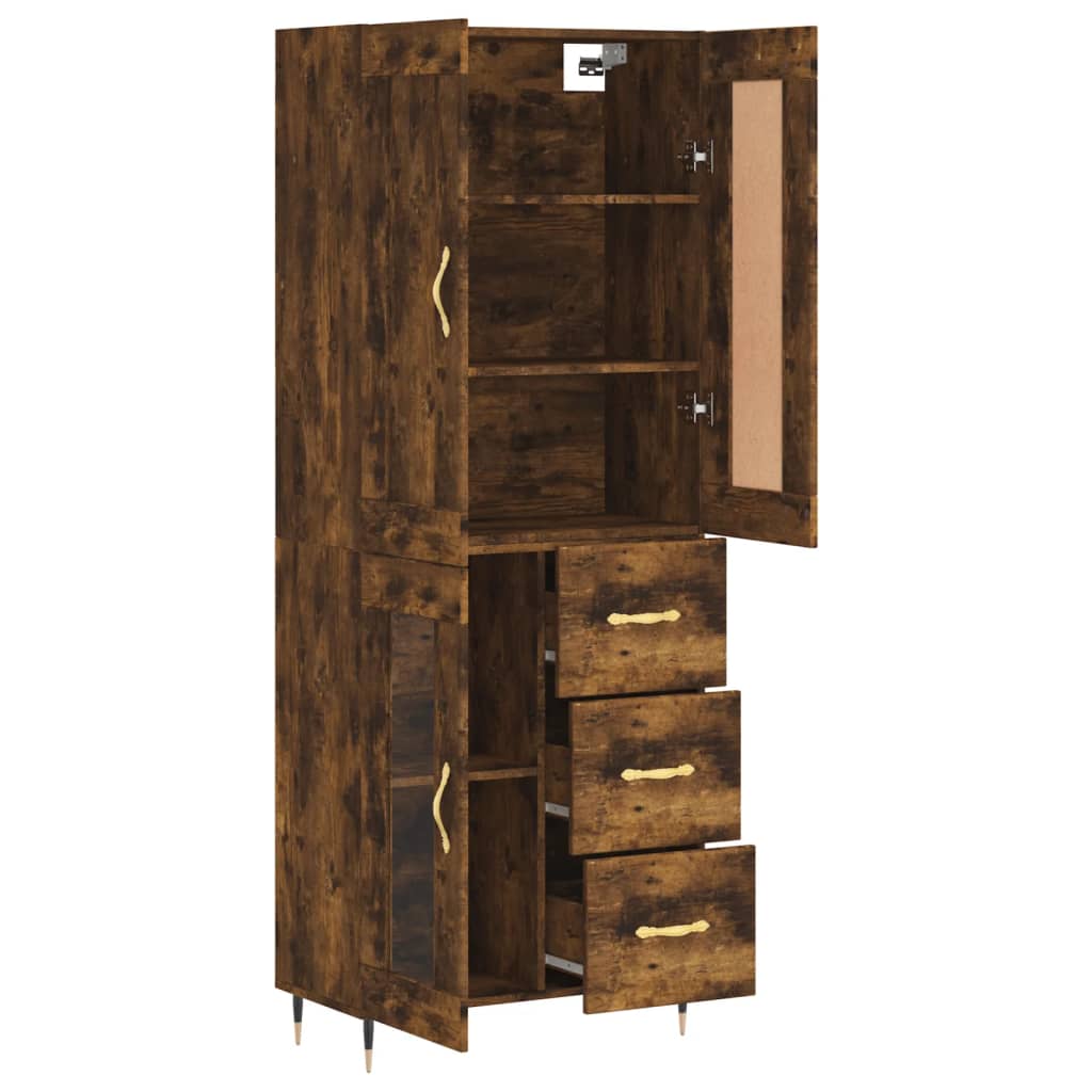 Tall cabinet, smoky oak, 69.5x34x180, composite wood