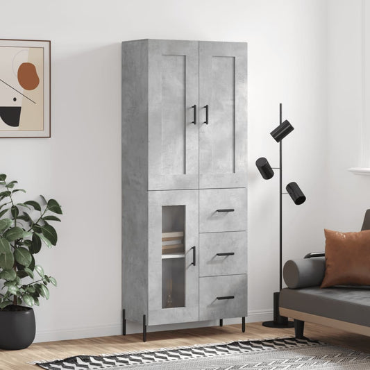 Tall cabinet, concrete gray, 69.5x34x180, composite wood