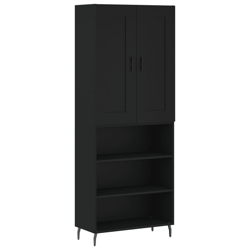 Tall cabinet, black, 69.5x34x180 cm, composite wood