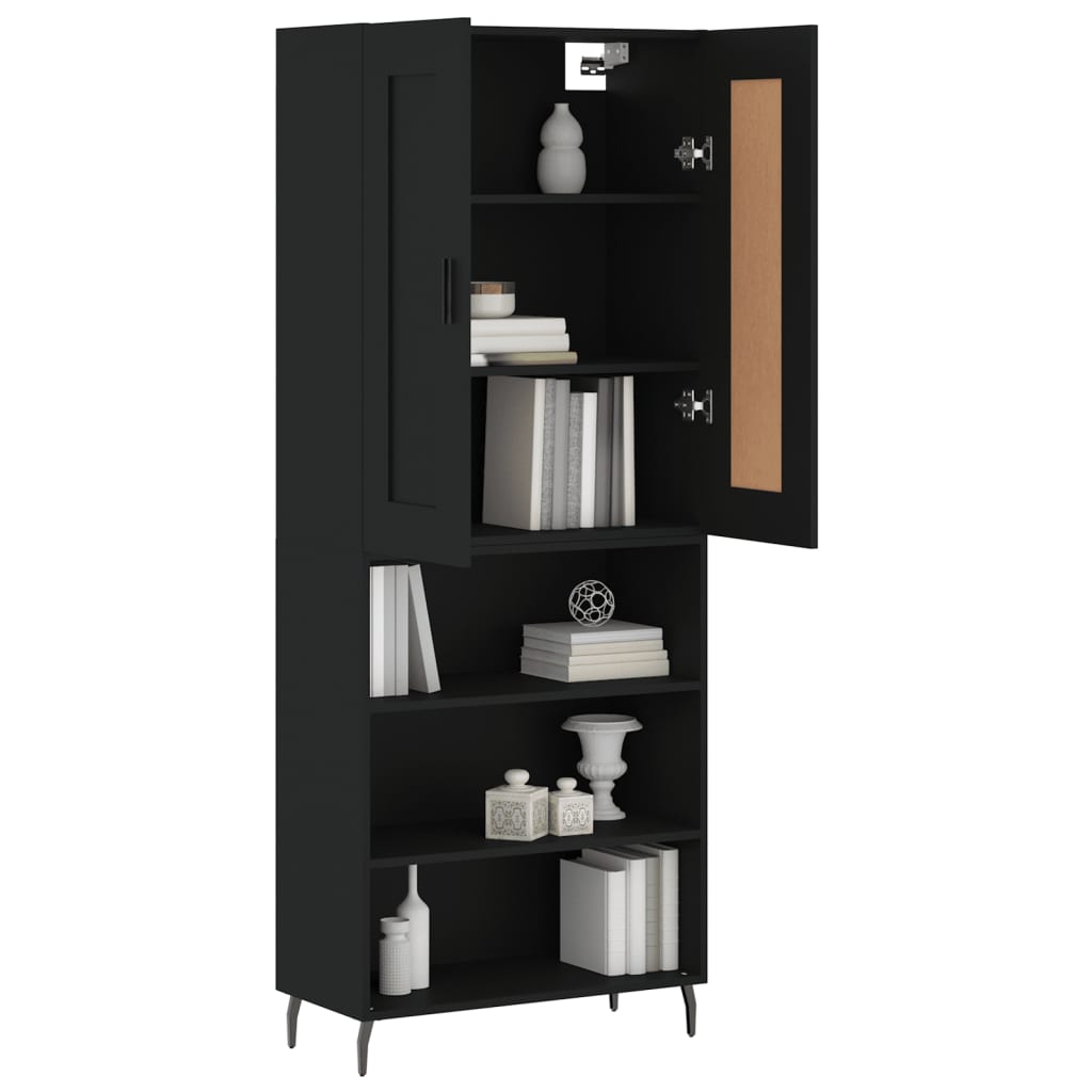 Tall cabinet, black, 69.5x34x180 cm, composite wood