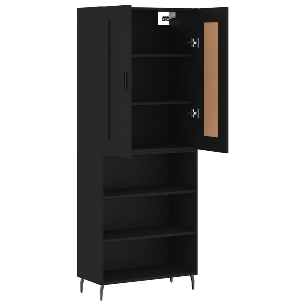 Tall cabinet, black, 69.5x34x180 cm, composite wood