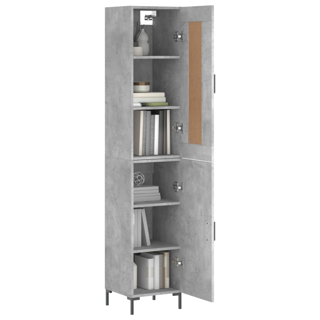 Tall cabinet, concrete grey, 34.5x34x180 cm, processed wood