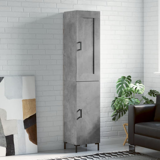 Tall cabinet, concrete grey, 34.5x34x180 cm, processed wood