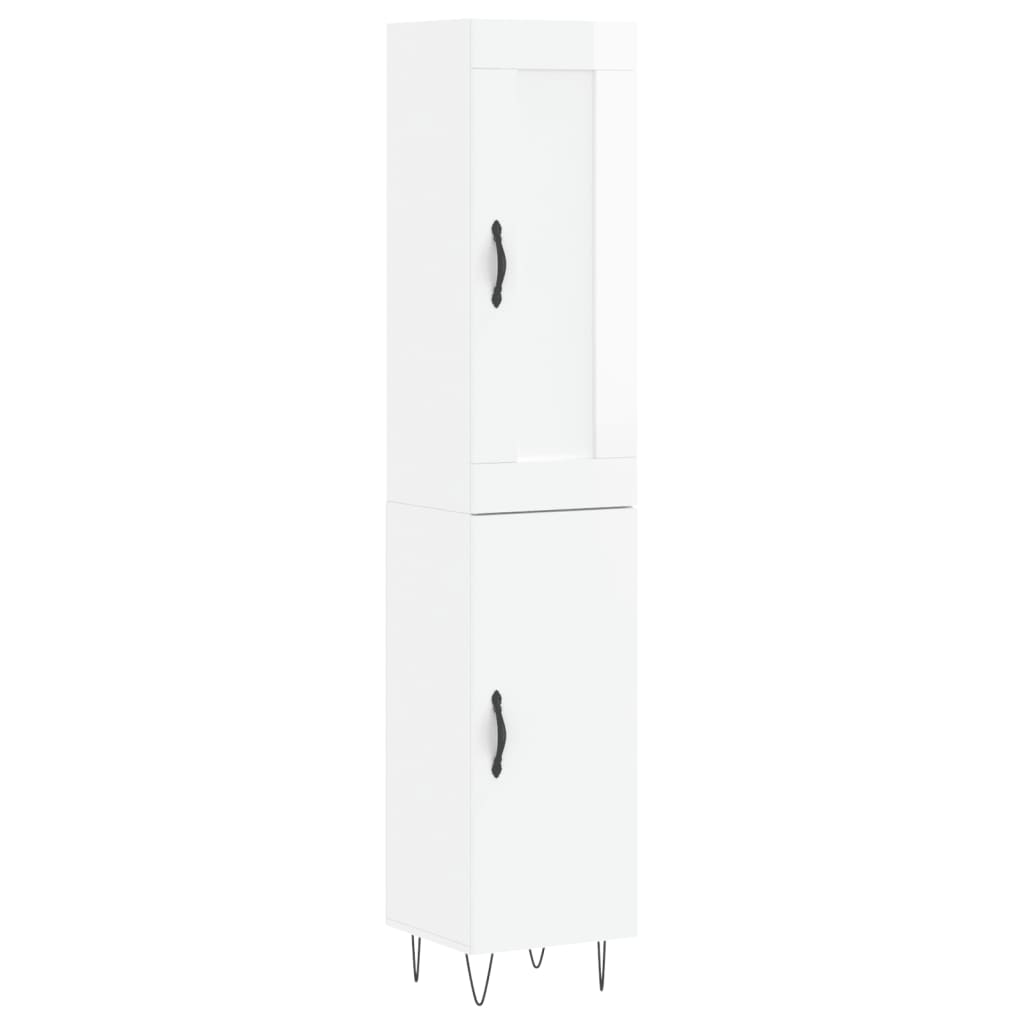 Tall cabinet, high-gloss white, 34.5x34x180 cm, engineered wood