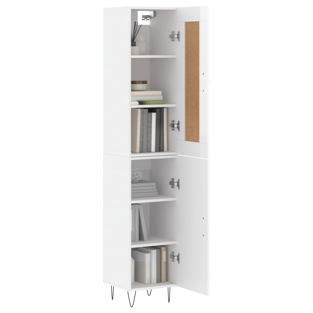 Tall cabinet, high-gloss white, 34.5x34x180 cm, engineered wood