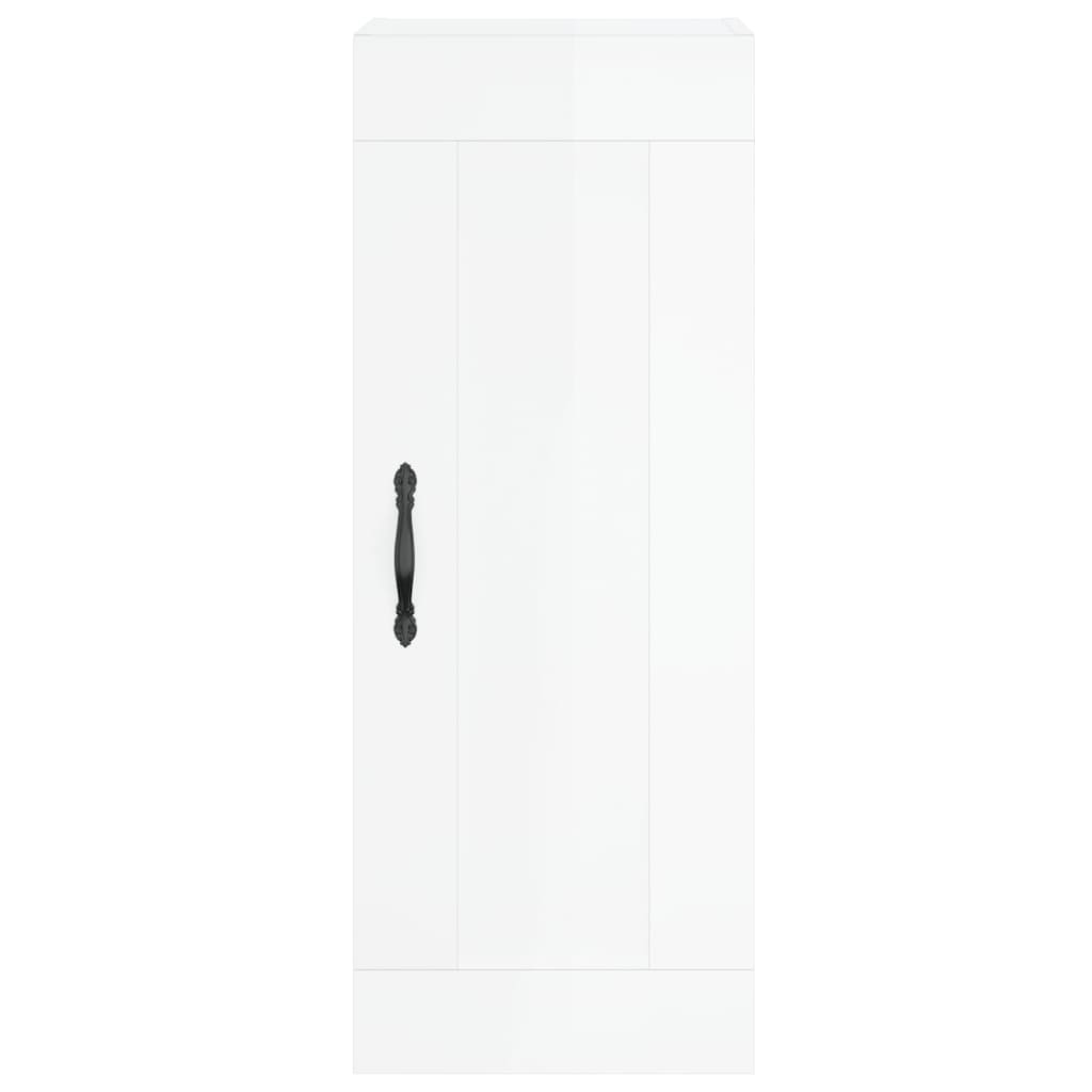 Tall cabinet, high-gloss white, 34.5x34x180 cm, engineered wood