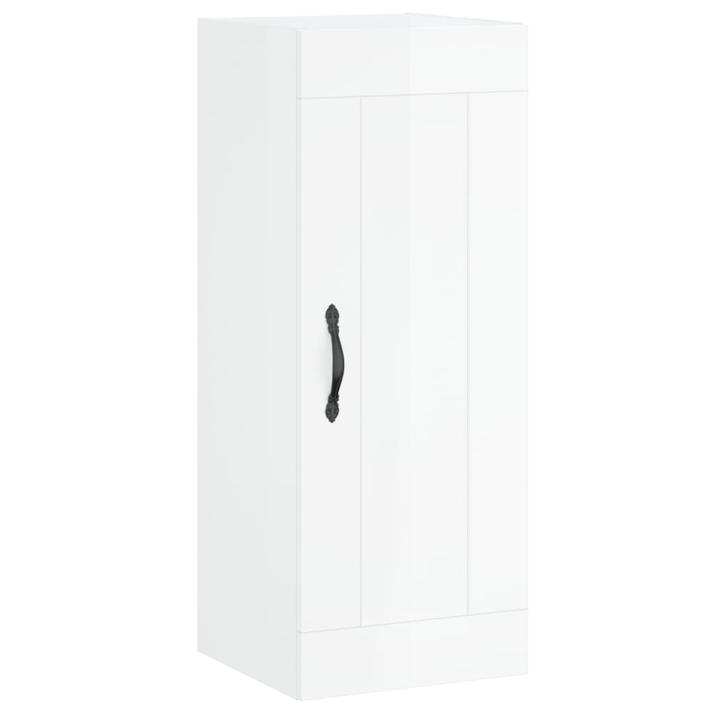 Tall cabinet, high-gloss white, 34.5x34x180 cm, engineered wood