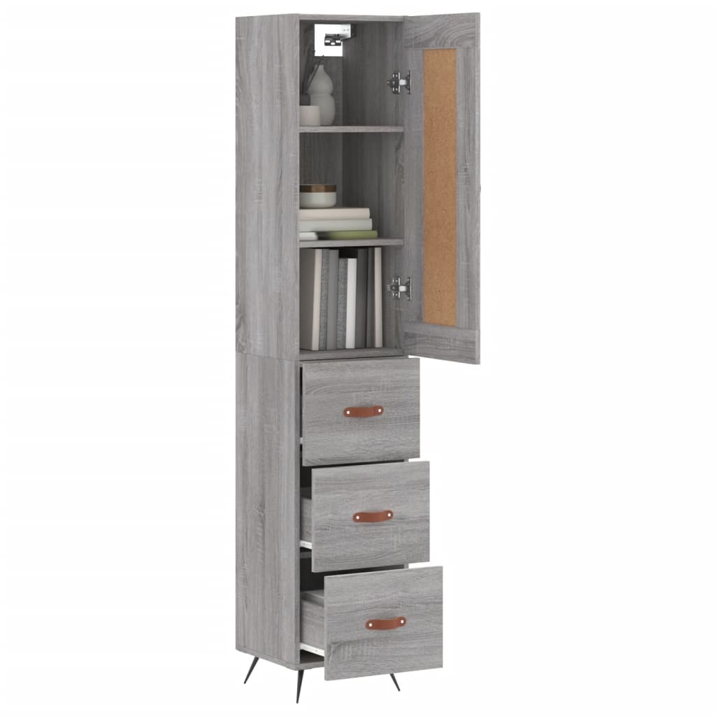 Tall cabinet, sonoma grey, 34.5x34x180 cm, engineered wood