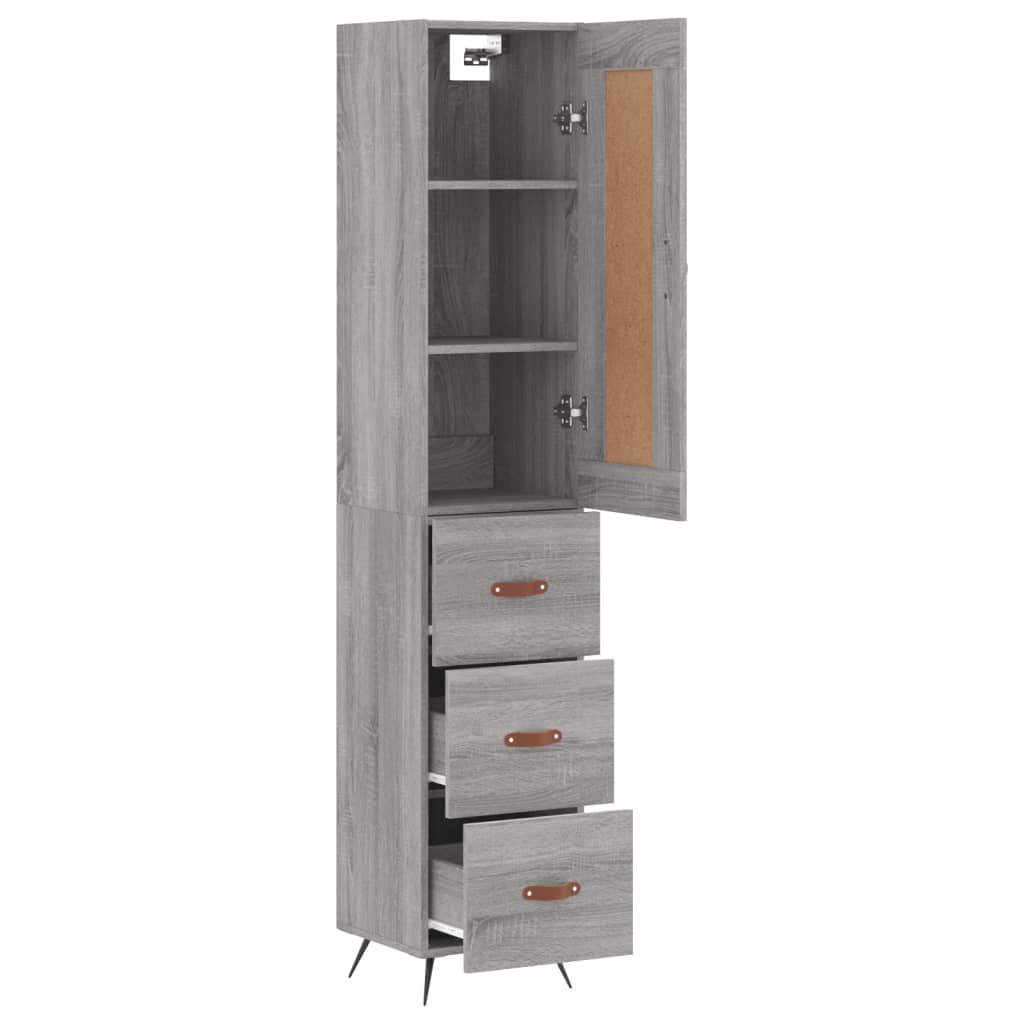 Tall cabinet, sonoma grey, 34.5x34x180 cm, engineered wood