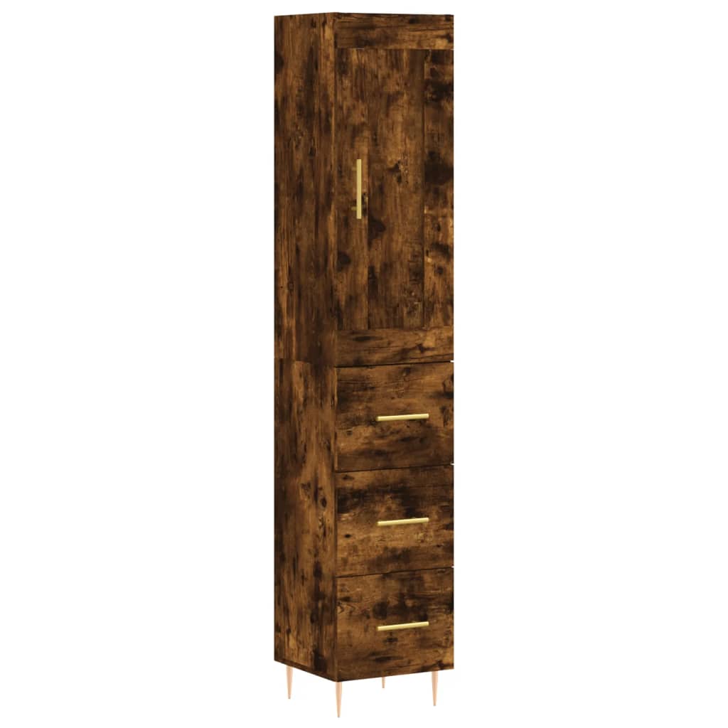 Tall cabinet, smoky oak, 34.5x34x180 cm, processed wood