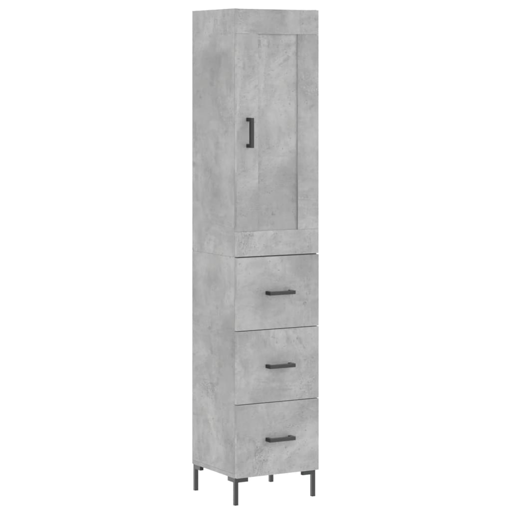 Tall cabinet, concrete grey, 34.5x34x180 cm, processed wood