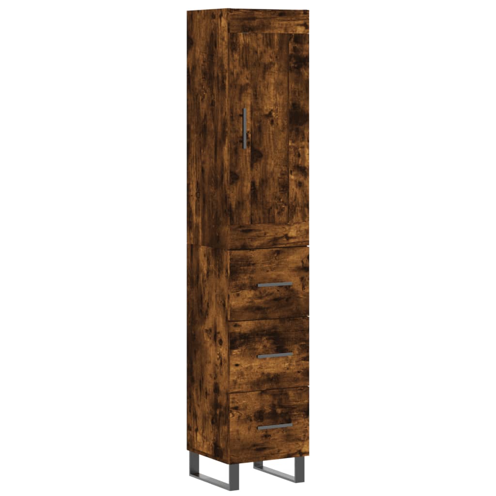 Tall cabinet, smoky oak, 34.5x34x180 cm, processed wood